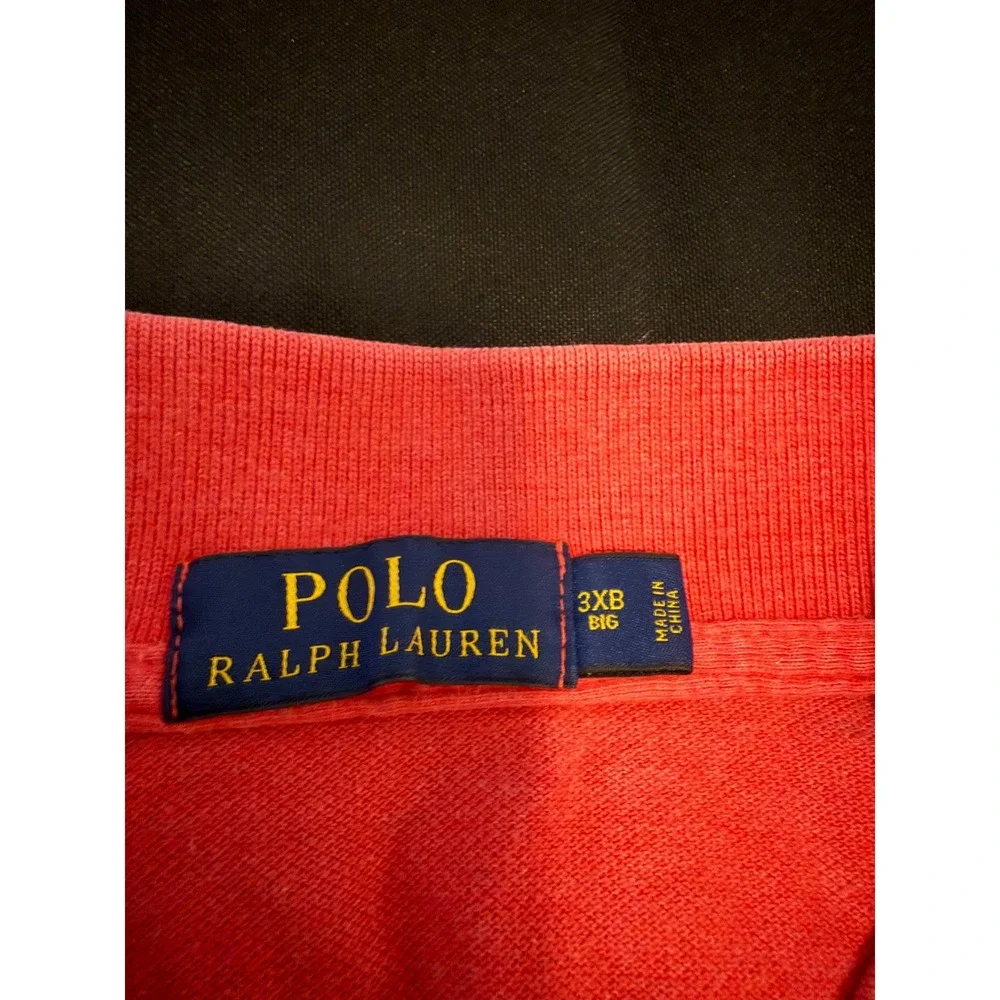 Polo Ralph Lauren Red Pique Polo Shirt Mens 3XB Big Blue Pony Logo Short Sleeve